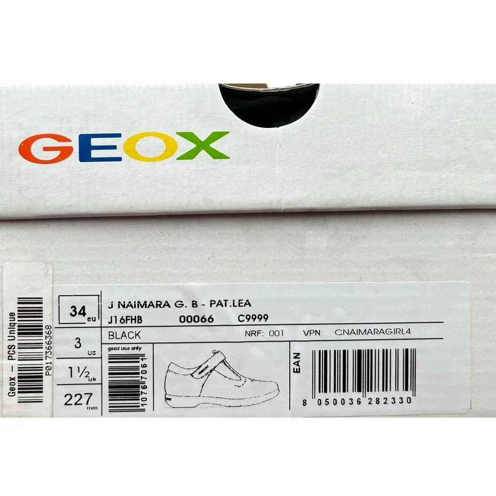 Geox Youth Big Girls Naimara T-strap‎ Dress School Shoes Size 3 Solid Black